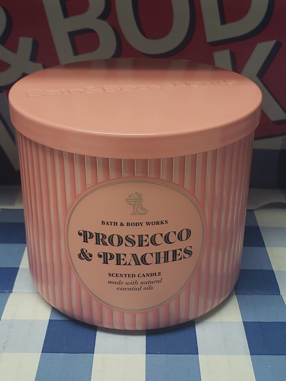 BBW Prosecco & Peaches Large 3 Wick Candle Home Fragrance Decor